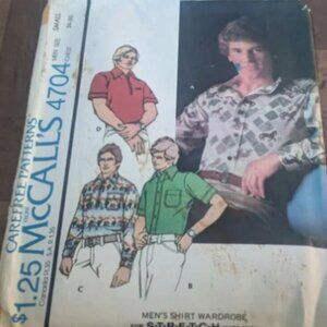 4704 Vintage McCalls SEWING Pattern 1970s Mens Set of Shirts Stretch Knits